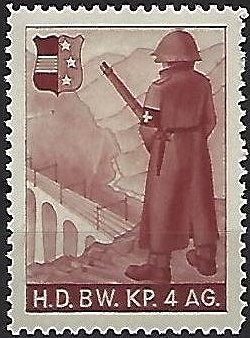 Schweiz Suisse Switzerland Soldatenmarken Eisenbahn Soldier Stamps Railway Bewachungsdienst H.D. Bw. Kp. 4 AG  